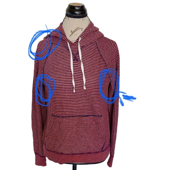 J. Crew Womens Hoodie Sweatshirt Size XS  Striped Drawstring Long Sleeve Flaw - Picture 12 of 16